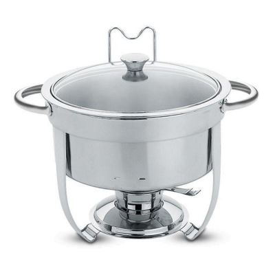 Rechaud Tramontina Redondo em Aço Inox Banho Maria com Suporte para Tampa e Fogareiro 7 L