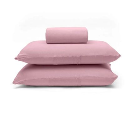 Jogo de Cama Buettner Casal Malha Basic Liso 3 Rose Blush