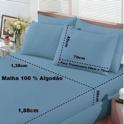 Jogo de Cama Buettner Casal Malha Basic Liso 3 Jeans