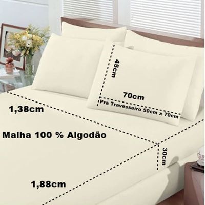 Jogo de Cama Buettner Casal Malha Basic Liso 3 Perola