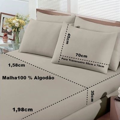 Jogo de Cama Buettner Queen Malha Basic Liso 3 Peças Trigo