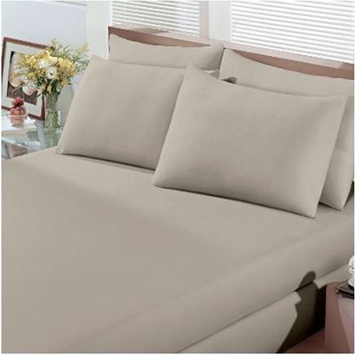 Jogo de Cama Buettner Queen Malha Basic Liso 3 Peças Trigo