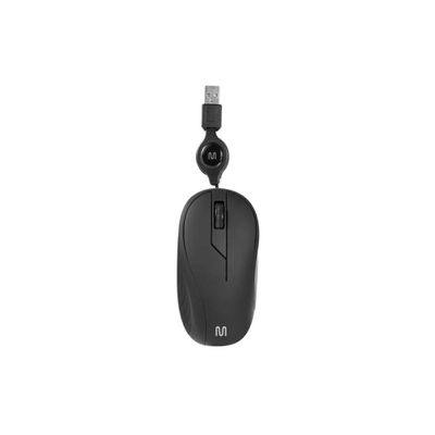Mouse com Fio Retrátil MR100 USB 1200 DPI Preto - MO231