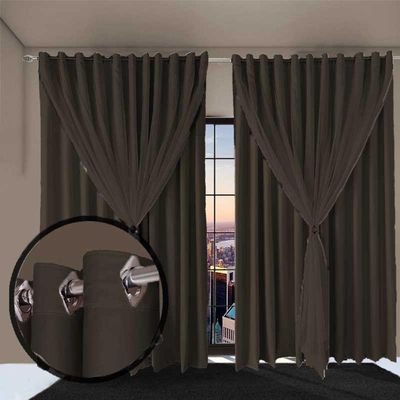 Cortina Sala E Quarto 8,50x2,80 Tecido Blackout Ana Marrom