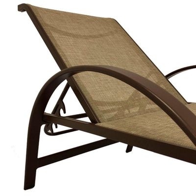 Kit 2 Espreguiçadeiras Em Alumínio E Tela Sling P/ Piscina Marrom Capuccino