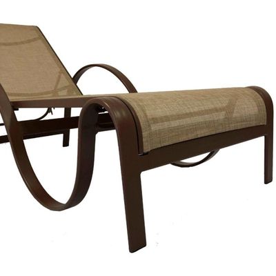 Kit 2 Espreguiçadeiras Em Alumínio E Tela Sling P/ Piscina Marrom Capuccino