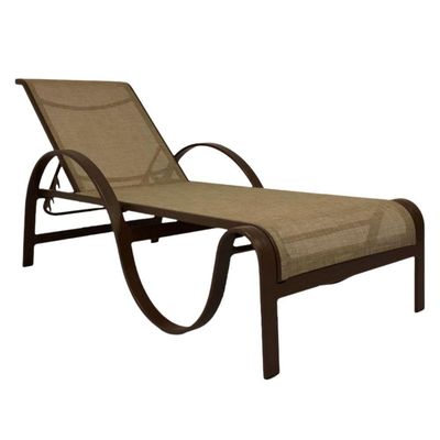 Kit 2 Espreguiçadeiras Em Alumínio E Tela Sling P/ Piscina Marrom Capuccino