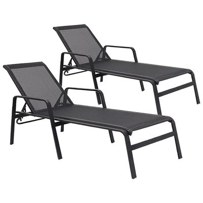 Kit 2 Espreguiçadeiras Lótus Premium Preto