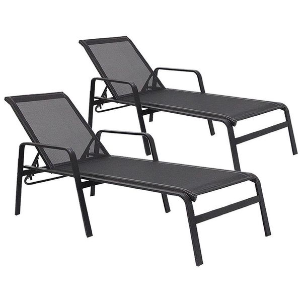 Kit 2 Espreguiçadeiras Lótus Premium Preto