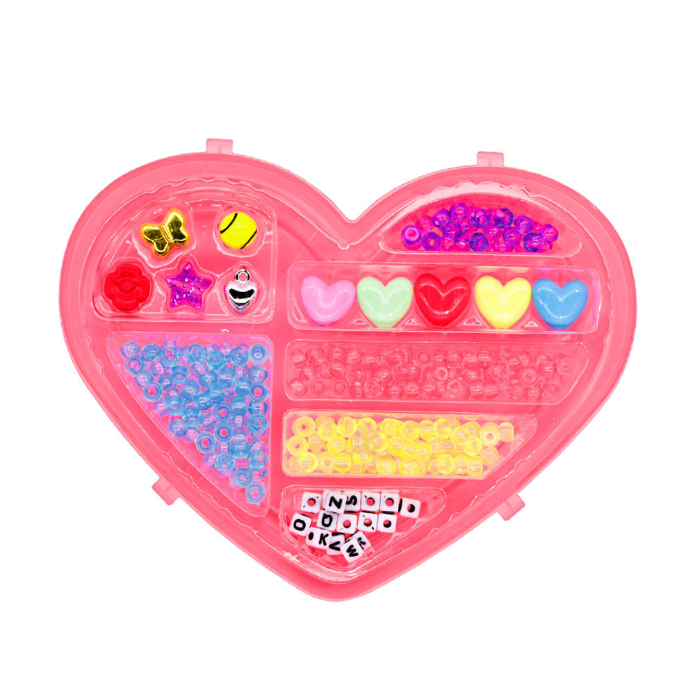 Kit Glamour Beads Pulseiras Infantil personalizadas Coração