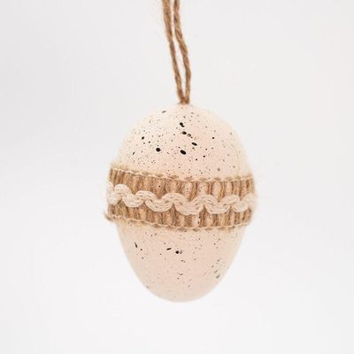 24 Ovos De Páscoa Branco E Bege Enfeite Decorativo Pendente