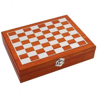 Tabuleiro Xadrez Madeira Dobrável Cantil Bebida Shot Aposta