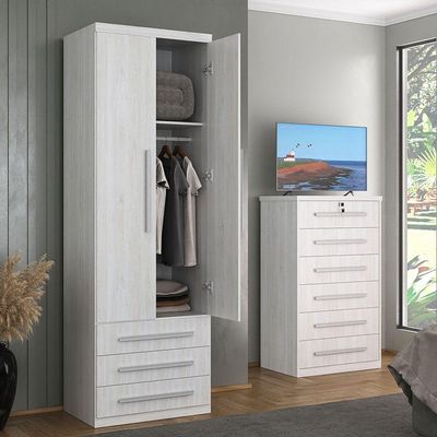 Guarda-roupa 2 Portas 3 Gavetas Modular 1303 Ilan Carvalho