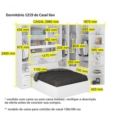 Dormitório De Casal Completo 1219 Castanho