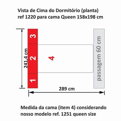 Dormitório Queen Size Sem Cama 1220s Carvalho Claro