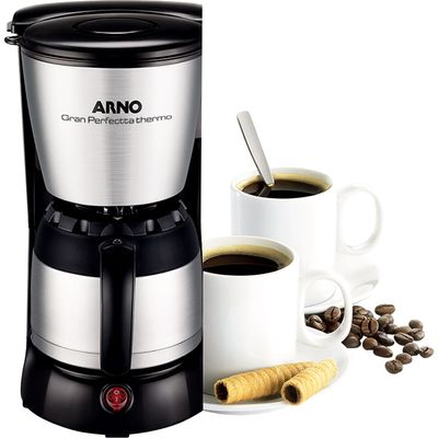Cafeteira Elétrica 24 Xícaras Arno Gran Perfectta Thermo CFX2 com Jarra Térmica Prata e Preta 127V