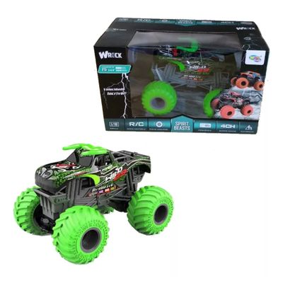 Carrinho de Controle Remoto 1:18 Off Road Spirit Beasts WB7835 WellKids - Verde