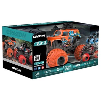 Carrinho de Controle Remoto 1:18 Off Road Spirit Beasts WB7835 WellKids - Laranja com Laranja
