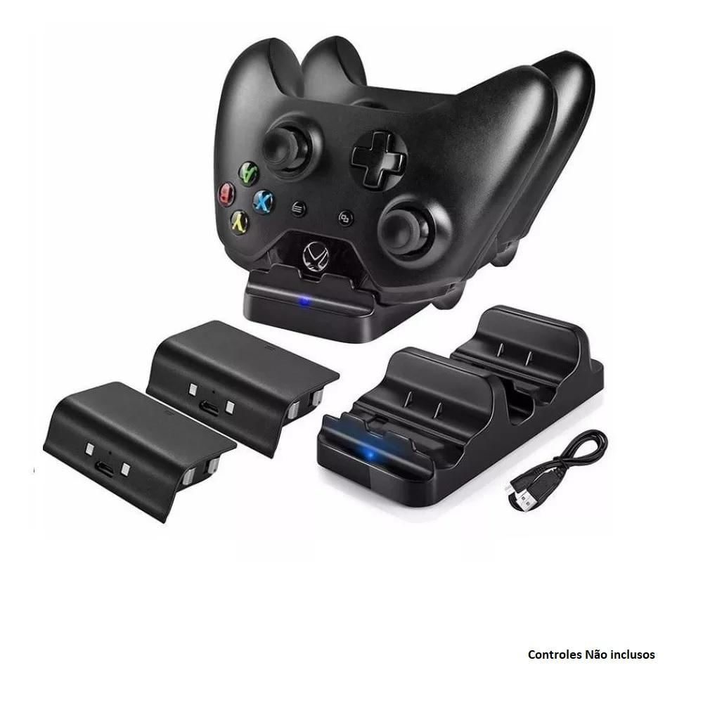 Carregador Dual Power Dock com 2 Baterias para Controle Xbox One Dobe 300mah