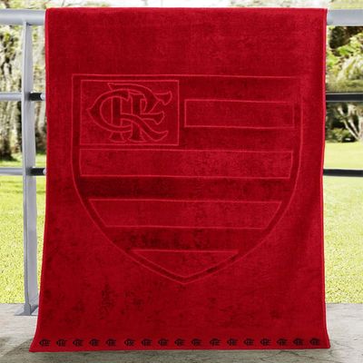 Toalha de Banho Buettner Jacquard Veludo Futebol Flamengo 70cmx140m Scarlet