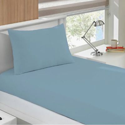 Jogo de Cama Buettner Solteiro Malha Basic Liso 2 Peças Jeans