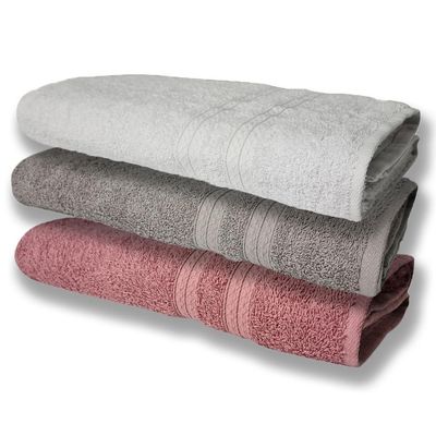 3 Toalhas Super Felpudas Grande E Grossa Algodão 80x150 Itália Soft Beka - Branco/cinza/rosê