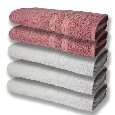 5 Toalhas Super Felpudas Grande E Grossa Algodão 80x150 Branco+rosê