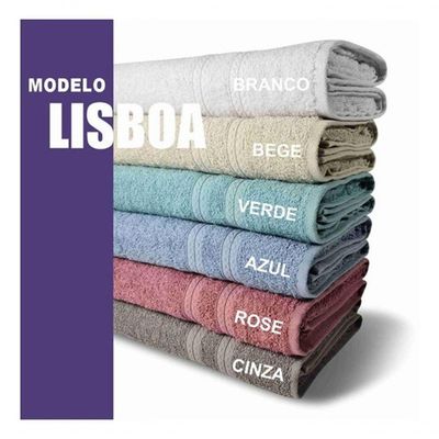6 Toalhas Banho 430g/m² Grossa 80x150cm Lisboa Azul Claro