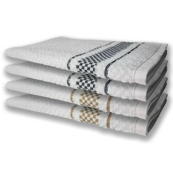 4 Panos De Prato Atoalhado Felpudo Premium Preto+marrom