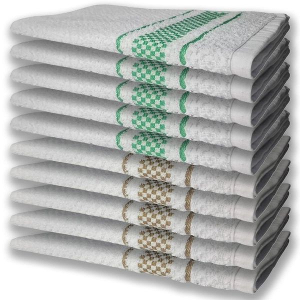 10 Panos De Prato Atoalhado Felpudo Premium 5 Verde 5 Marrom