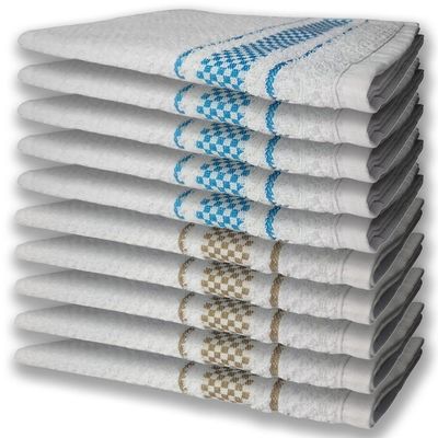 10 Panos De Prato Atoalhado Felpudo Premium 5 Azul 5 Marrom