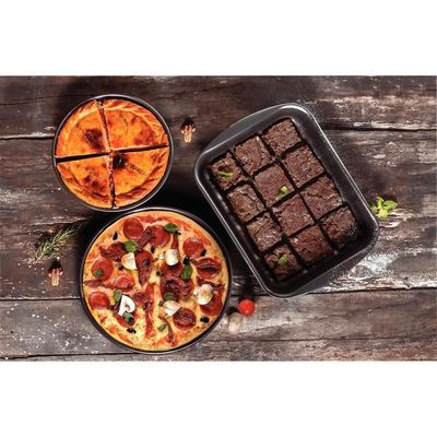 Conjunto Assadeiras Tramontina Antiaderente 3 Peças Brasil Cor:cinza Cinza