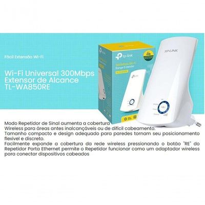 Repetidor Tp-Link Wireless Tl-Wa850Re 300Mbps Combotao Wps - Tpn0028