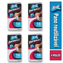 4 Rolos De Toalha Pano Reutilizável Scott Duramax 58 Pç Cada