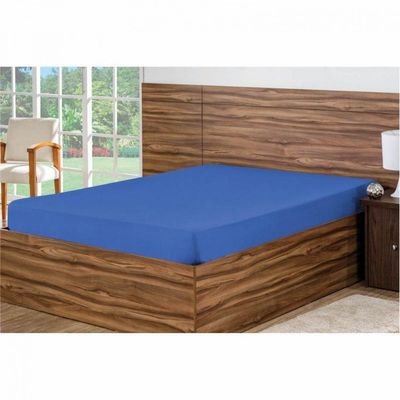 Lençol Avulso 1 Pç Queen com Elástico Azul Bordados Ricardo