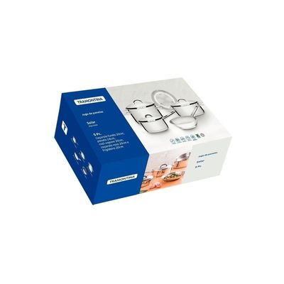 Jogo Panelas Tramontina Solar Inox 5 Peças Fundo Triplo