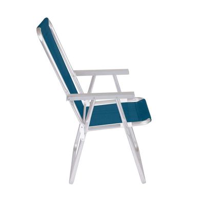 Cadeira De Praia Alta Alumínio Conforto 120 Kg Mor Cor:azul Azul