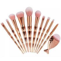 Kit Pinceis Maquiagem 10 Peças Peixinho Cabo Diamante Lorben