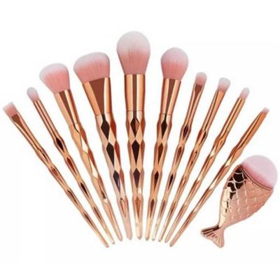 Kit Pinceis Maquiagem 10 Peças Peixinho Cabo Diamante Lorben