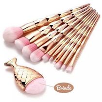 Kit Pinceis Maquiagem 10 Peças Peixinho Cabo Diamante Lorben