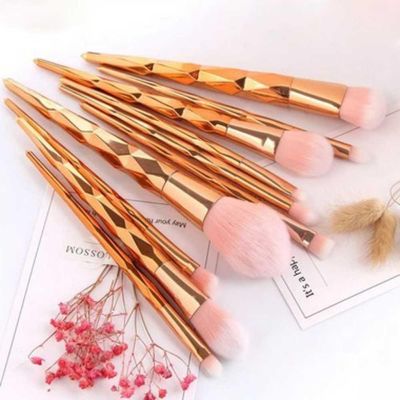 Kit Pinceis Maquiagem 10 Peças Peixinho Cabo Diamante Lorben