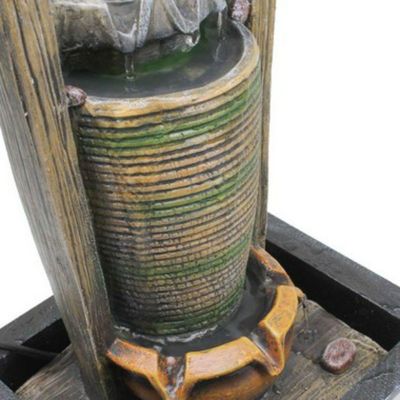 Fonte Água Decorativa Resina Cascata Iluminação Led Bivolt