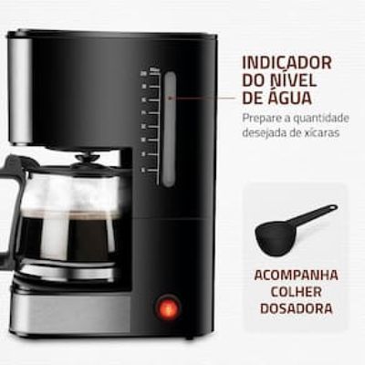 Cafeteira Elétrica Mondial Dolce Arome Vidro C-43-20X-SI 20 Xícaras 550W – Preto/Inox Inox,Preto / 110