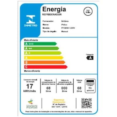Frigobar Philco PFG85B com Controle de Temperatura e Porta Reversível  Branco Branco / 220