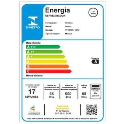 Frigobar Philco PFG85B com Controle de Temperatura e Porta Reversível  Branco Branco / 220