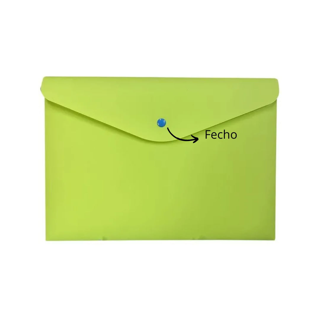 Envelope Plástico com Botão A4 Verde - Dello