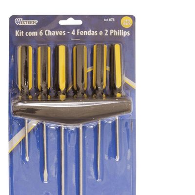 Jogo de Chaves de Fenda e Philips 6 PCS