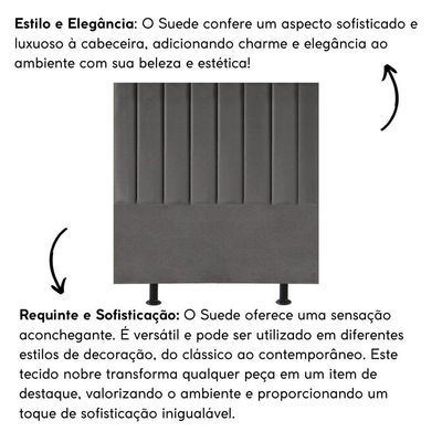 Cabeceira Estofada Cama Box Solteiro 90 Cm Paolla Suede cinza Escuro