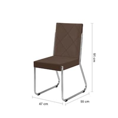 Cadeira de Jantar Aço Nobre Liz com Encosto e Assento Estofados Revestidos em Suede Marrom Chocolate