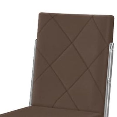 Cadeira de Jantar Aço Nobre Liz com Encosto e Assento Estofados Revestidos em Suede Marrom Chocolate